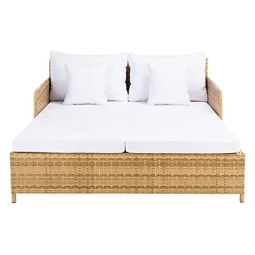 SAFAVIEH Outdoor Daybed Comfortable Natural/White