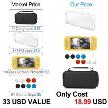 Carrying Case Plus TPU Case Cover and Screen Protector Compatible with Nintendo Switch Lite, 4 in 1 ...