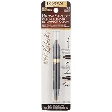 L'Oreal Paris Brow Stylist Kabuki Blender Brow Crayon, Brunette, 0.05 oz.