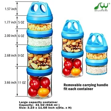 SELEWARE Stackable Food Storage Containers for Travel Snacks
