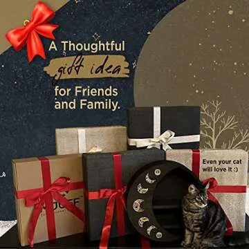 MJUFF 16" Wooden Round Moon Wall Shelf for Crystals and Essential Oils - Wiccan Crystal Shelf Display Organizer with Magnetic Door for Unique Home Decor