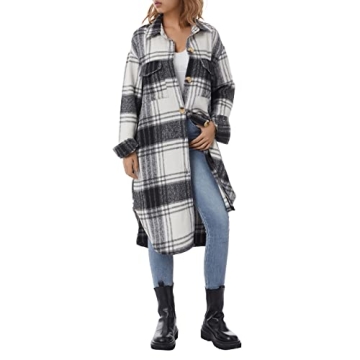 Stylish Nituyy Long Plaid Cardigan for Women - Warm Winter Trench Coat