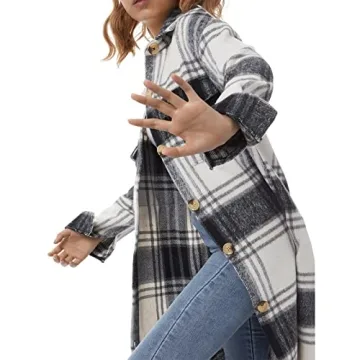 Nituyy Women's Plaid Cardigan Winter Trench Coat Fashion