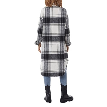 Nituyy Women's Plaid Cardigan Winter Trench Coat Fashion