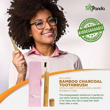 Bamboo Utensils | Bamboo Travel Cutlery Set | Reusable Utensils With Case | Camping Utensils To-Go | Bamboo Flatware Set | Travel Utensil Set | Eco Friendly Zero Waste Fork Spoon Knife Set Tiny Panda