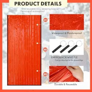Portable Emergency Sleeping Bag Set with Whistles