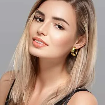 Chunky Gold Hoops Earrings for Women - Lightweight & Stylish