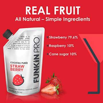 Funkin Strawberry Puree | Real Fruit, Two Ingredient, Natural Mixer for Cocktails, Drinks, Smoothies...