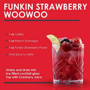 Funkin Strawberry Puree | Real Fruit, Two Ingredient, Natural Mixer for Cocktails, Drinks, Smoothies | Vegan, Non-GMO, Gluten-Free (2.2 lbs)