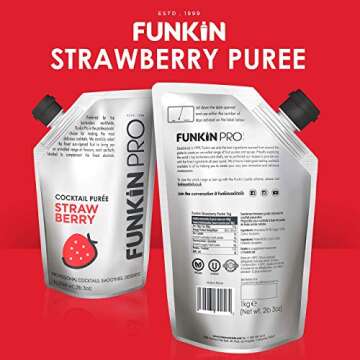 Funkin Strawberry Puree | Real Fruit, Two Ingredient, Natural Mixer for Cocktails, Drinks, Smoothies | Vegan, Non-GMO, Gluten-Free (2.2 lbs)