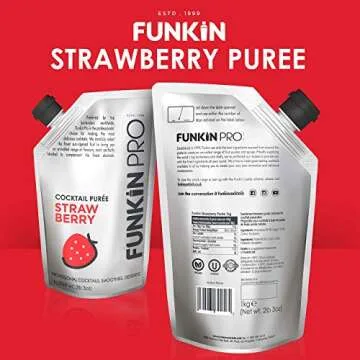 Funkin Strawberry Puree | Real Fruit, Two Ingredient, Natural Mixer for Cocktails, Drinks, Smoothies | Vegan, Non-GMO, Gluten-Free (2.2 lbs)
