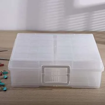 novelinks Thick Photos Organizer 4" x 6" Photo Storage Box with Handle - 8 Inner Photo Cases Photo Box Storage Picture Organizers and Storage (Clear)