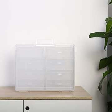 novelinks Thick Photos Organizer 4" x 6" Photo Storage Box with Handle - 8 Inner Photo Cases Photo Box Storage Picture Organizers and Storage (Clear)