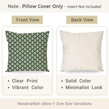 PANDICORN Vintage Floral Throw Pillow Covers 18x18 Inch Set of 2 Green Flower Cottagecore Outdoor Sp...