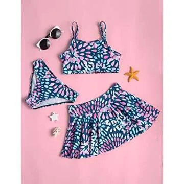 Arshiner Girls' 3 Piece Tankini Swimsuit Set for Girls