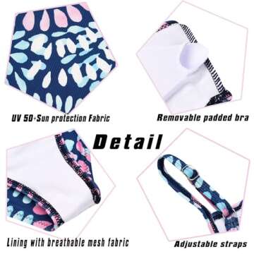 Arshiner Girls' Hawaiian Bathing Suits Tankini Skirt Set Kids Swimming Clothes Floral Swimsuits Size 10/12