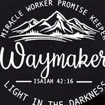 Mikialong Waymaker Tshirt Short Sleeve Jesus Shirts for Women Saying Christian T Shirts Women Cotton Faith Tshirt (as1, Alpha, x_l, Regular, Regular, Black)