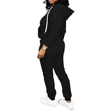 CLOCOR Track Suits for Women Set - Casual 2 Piece Outfits Sweatsuit Pocket Hoodies Long Sleeve with Patchwork Pants Set