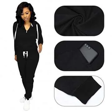CLOCOR Track Suits for Women Set - Casual 2 Piece Outfits Sweatsuit Pocket Hoodies Long Sleeve with Patchwork Pants Set