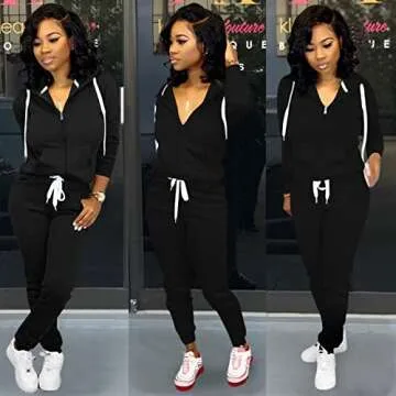 CLOCOR Track Suits for Women Set - Casual 2 Piece Outfits Sweatsuit Pocket Hoodies Long Sleeve with Patchwork Pants Set