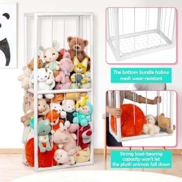 Ibnotuiy Stuffed Animal Zoo Storage Organizer - PVC Plush Storage Holder with Elastic Band