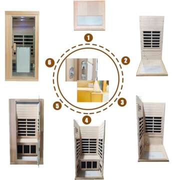 LTCCDSS 1 Person Infrared Sauna, Canadian Hemlock Far Infrared Sauna for Home, 1350W Indoor Saunas, LCD Display, Bluetooth Speakers, 1 LED Reading Lamp