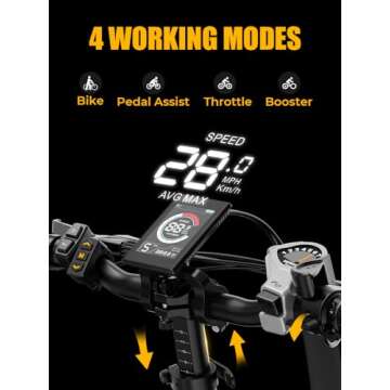 Heybike Ranger Electric Bike for Adults, Peak 1400W Upgraded Motor Ebike, 28MPH [20" Fat Tire All-Terrain] 600Wh Removable Battery Folding Step-Thru Moped E Bike with Front Suspension