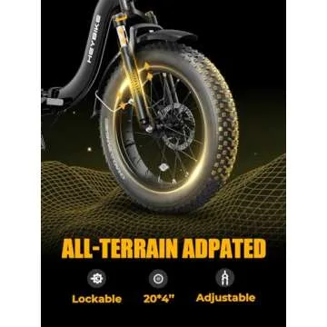 Heybike Ranger Electric Bike for Adults, Peak 1400W Upgraded Motor Ebike, 28MPH [20" Fat Tire All-Terrain] 600Wh Removable Battery Folding Step-Thru Moped E Bike with Front Suspension