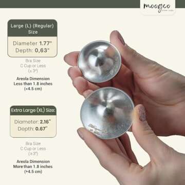Moogco The Original Silver Nursing Cups - Nipple Shields for Nursing Newborn - Newborn Essentials Must Haves - Nipple Covers Breastfeeding - 925 Silver (X-Large Silver Nursing Cups w/Carrying Case)