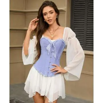 SZIVYSHI Sky Blue Corset Top for Elegant Style