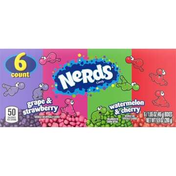 NERDS Candy, Dual Variety Pack, Grape & Strawberry, Watermelon & Cherry, Crunchy Fruity Chews, 9.9 o...
