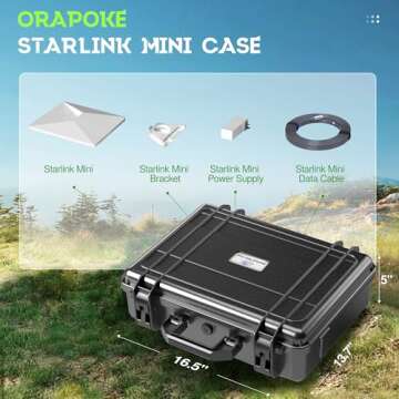 Orapoke Starlink Mini Case, Waterproof Hard Case With Foam, Precision Cut Foam Protects Starlink Mini, Durable Foam Case Fits For Starlink Mini Dish Kit, Kickstand, Pipe Adapter, Cables, Accessories