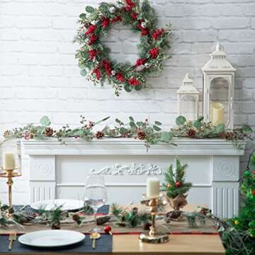 LOHASBEE 5ft Christmas Garland with Eucalyptus and Bells