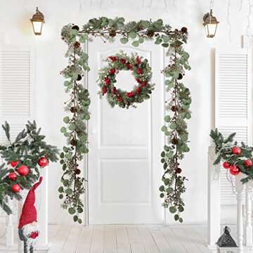 LOHASBEE 5ft Christmas Garland with Eucalyptus and Bells