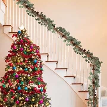 LOHASBEE 5ft Christmas Garland with Eucalyptus and Bells