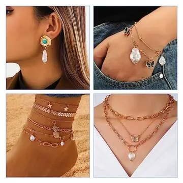 Cheriswelry 90Pcs White Pearl Pendants ABS Imitation Plastic Pearl Dangle Charms with Iron Alloy Findings 9 Styles 15-30mm for DIY Necklace Earring Jewelry Making Crafts