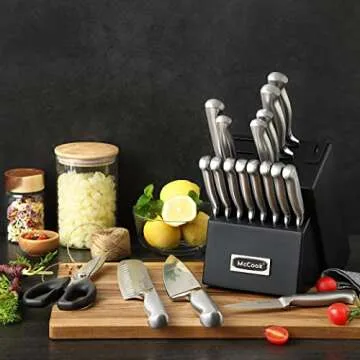 McCook® Knife Sets,German Stainless Steel Kitchen Knives Block Set with Built-in Sharpener