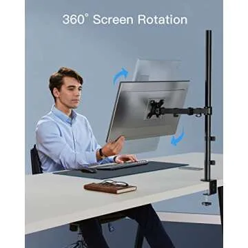 HUANUO Single Monitor Stand Desk Mount, Extra Tall 39 Inch Fully Adjustable Stand Computer Mount for 13-32 In Screen, Ultra Wide Screen to 35in, Monitor Arm Holds up to 22lbs with C Clamp/Grommet Base