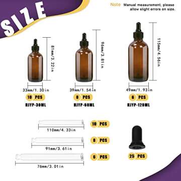 Swpeet 24Pcs 1 oz 2 oz 4 oz Amber Glass Bottles with Black Glass Dropper Assortment Kit, Eye Dropper...
