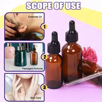 Swpeet 24Pcs 1 oz 2 oz 4 oz Amber Glass Bottles with Black Glass Dropper Assortment Kit, Eye Dropper Bottle Glass Dropper Bottle for Essential Oils, Liquids, Perfume, Leak Proof Travel