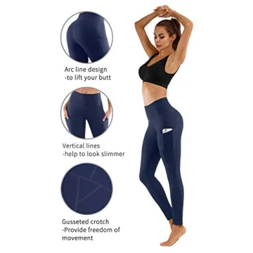 2 Pack High Waist Yoga Pants with Pockets for Women