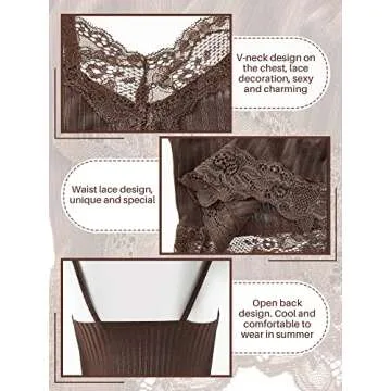 2 Pcs Lace Y2K Tank Top Fairy Grunge Clothes Y2K Crop Top Women Lace Patchwork Crop Cami Ribbed Knitted Tank Clothes(Small,Brown, Black)