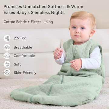 Unnivoll Baby Sleep Sack 6-12 Months TOG 2.5 Winter Baby Wearable Blanket, 100% Cotton Fabric Newbor...
