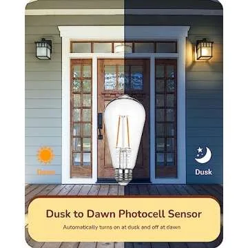EDISHINE Dusk to Dawn LED Outdoor Bulbs 700Lumen - 6 Pack