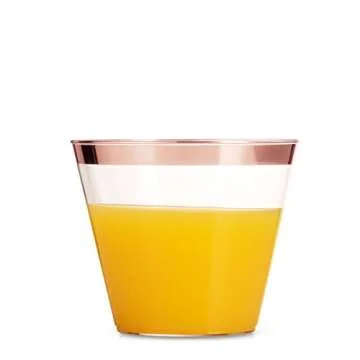 Munfix Rose Gold Plastic Cups Elegant Party Cups 100 Pack