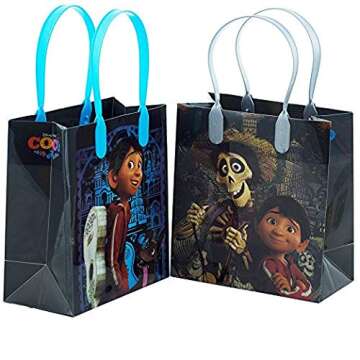 Disney/Pixar Coco Premium Quality Party Favor Reusable Goodie/Gift/Bags 12 Pieces