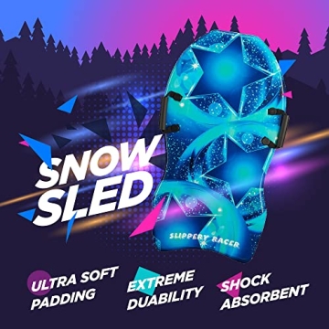 Slippery Racer Downhill Adults and Kids Foam Toboggan Snow Sled with Handles, 36" (1)