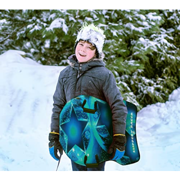 Slippery Racer Downhill Adults and Kids Foam Toboggan Snow Sled with Handles, 36" (1)