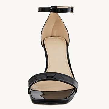 Coziavenue Womens Classic Dressy Summer Kitten Heel Sandals Open Square Toe Ankle Strap Stilettos