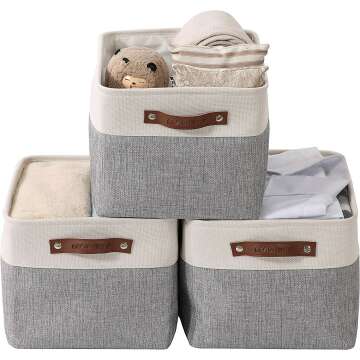DECOMOMO Large Fabric Storage Bins - 3 Pack for Organizing